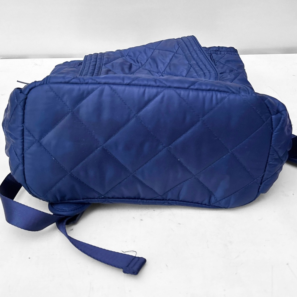 Vera Bradley Navy Blue Quilted Nylon Paisley Lining Drawstring Flap Backpack - Picture 9 of 10